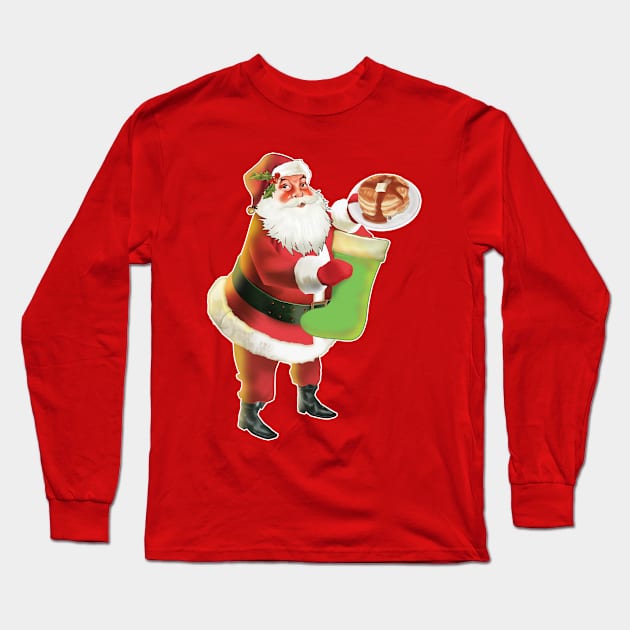 Santa Pancakes Long Sleeve T-Shirt by Pops Culture